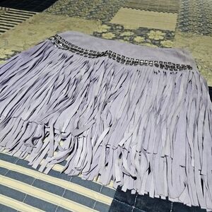 Double D Ranch Lilac Fringe Mini Skirt